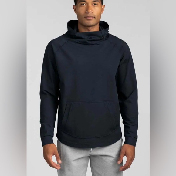 BYLT Elite+ Drop Cut Pullover Hoodie Mens Large Blue Gray Scuba Neck Athletic - Picture 1 of 6
